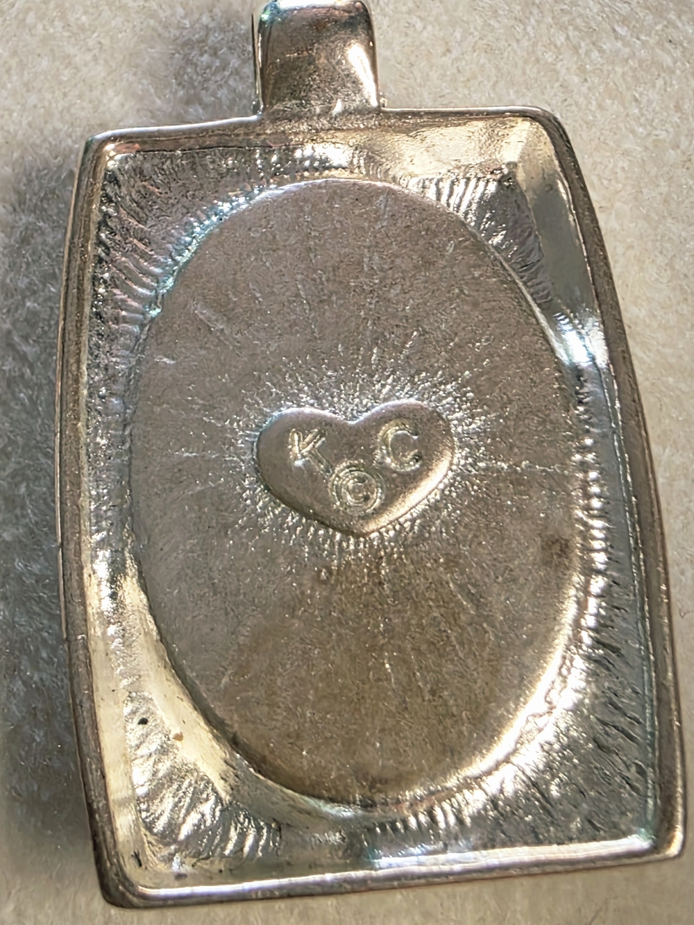 Kenneth Cole Vintage Pendant with Bluish Gray Oval Stone Silver Tone - Picture 3 of 4